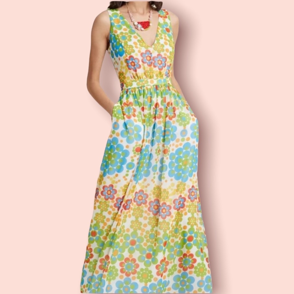 Modcloth Muster the Length Maxi Dress in Retro Floral Dots